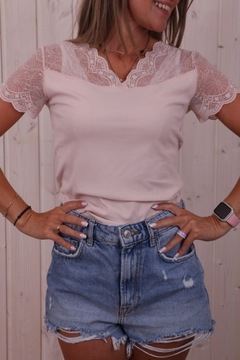 БЛУЗКА, ПЕРЕД, ДЕКОРАТИВНОЕ КРУЖЕВО, ВЫРЕЗ, ЦВЕТ * S/M