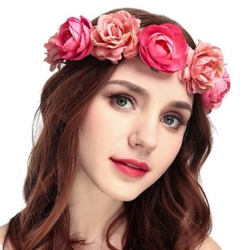Венок на голову ЦВЕТЫ пионы РОЗОВАЯ свадьба
