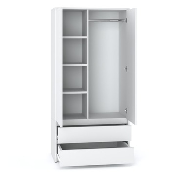 SZAFA BIAŁA GARDEROBA 90CM SZUFLADY DRZWI 2D2S