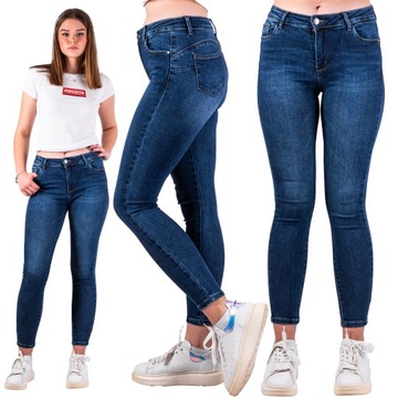 JEANSY DAMSKIE push up rurki GRANAT LOXI r. M