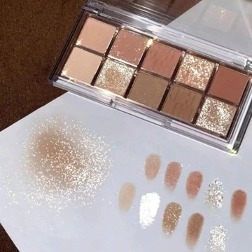 Dikalu Eyeshadow Palette Smoky Purple Milk Tea Color Shimmer Shiny Sequins