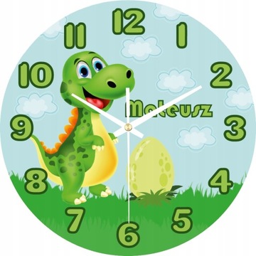 Zegar Ścienny z Imieniem Dziecka Dinozaur T-Rex