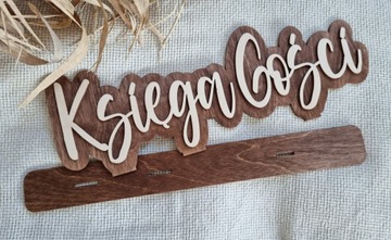 KSIĘGA GOŚCI NAPIS DREWNIANY Z PODSTAWKĄ