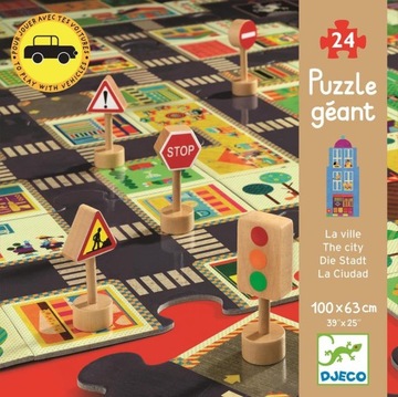 Puzzle Gigant Ulice w mieście znaki drogowe Djeco