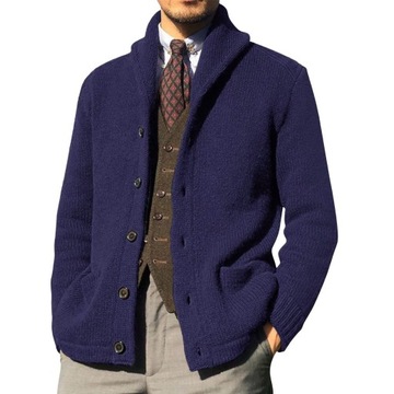 Mens Wool Knitted Long Style Cardigan Coat Fashion