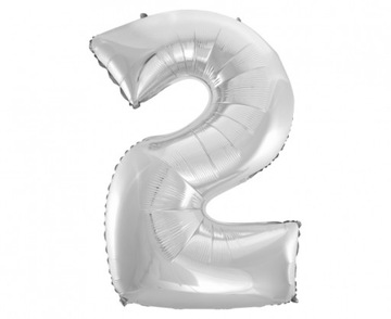 Balon Cyfra 2 Srebrna - 92 cm