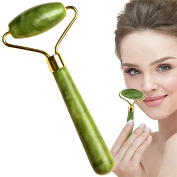ZESTAW MASAŻER WAŁEK ROLLER JADEITOWY ROLLER GUA SHA KAMIEŃ JEDEIT PREZENT