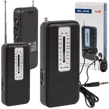 BEZPRZEWODOWE MINI RADIO PRZENOŚNE ANALOGOWE + SŁUCHAWKI BUDOWLANE NA RYBY