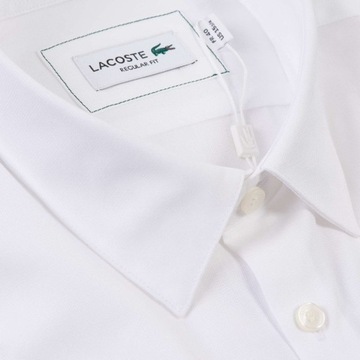 Koszula męska LACOSTE biała regular-fit z logo - 44 / XL