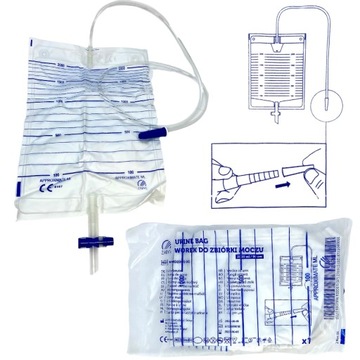 Worek do DOBOWEJ zbiórki moczu dren 90 cm 2L ZARYS - 10 sztuk