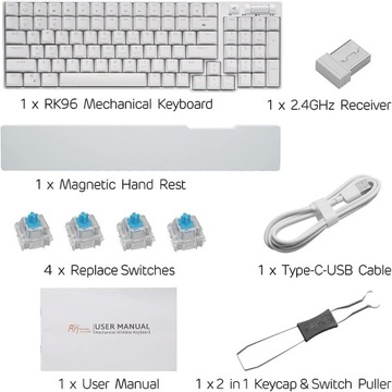 RK96 Механическая клавиатура QWERTY с тройным режимом 90%