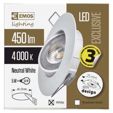 Oczko LED Exclusive 5W neutralna biel EMOS ZD3122