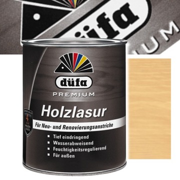 DUFA PREMIUM HOLZLASUR NIEMIECKA LAZURA LAKIEROBEJCA 0,75L BEZBARWNY