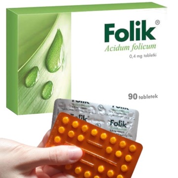 Folik, kwas foliowy, 0,4 mg, tabletki, 90 szt.