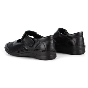 Buty damskie na rzep wsuwane skórzane POLSKIE 0580W czarne 38