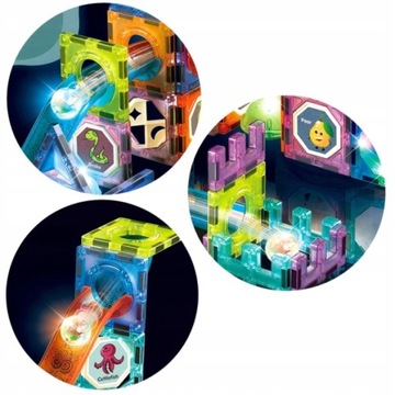 KLOCKI MAGNETYCZNE KONSTRUKCYJNE ŚWIECĄCY TOR PANELE PREZENT DLA DZIECI
