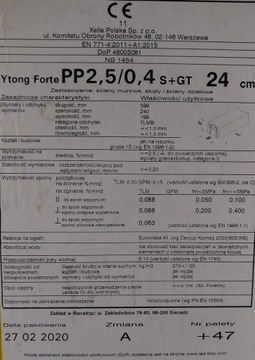 Газобетонный блок YTONG FORTE PP2.5/0.4 S+GT 24см