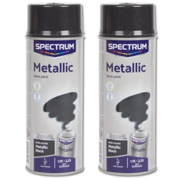 2x краски спрей спрей черный металлический металлический высокий глянец 400 мл