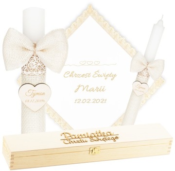 КРЕЩЕННАЯ СВЕЧА + КОРОБКА С ВЫШИВКОЙ КРЕЩЕННАЯ ОДЕЖДА