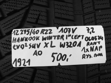 1Z 275/40R22 Hankook Winter i*cept evo2 SUV W320A 107V XL AO 1921 7.2