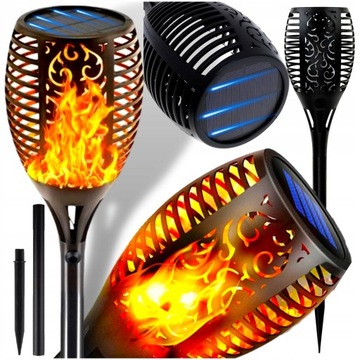 DUŻA Lampa Solarna Ogrodowa WBIJANA 58CM POCHODNIA