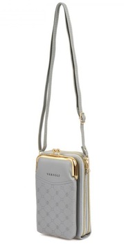 Mini torebka damska portfel na telefon kopertówka szara