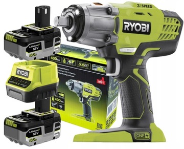 АККУМУЛЯТОРНЫЙ КЛЮЧ RYOBI + 2 АККУМУЛЯТОРА 5 Ач + ОДНО+ ЗАРЯДНОЕ УСТРОЙСТВО R18IW3