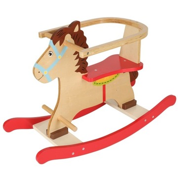Лошадка-качалка, детская качалка с деревянной спинкой