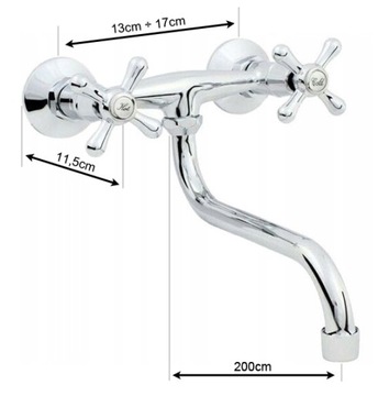 Смеситель для кухни РЕТРО, двухручочный, настенный, поворотная мойка.