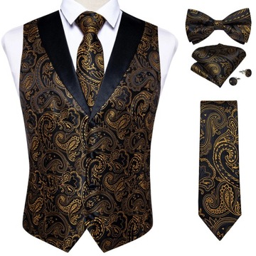 Fashion Red Paisley Men's Vest Tuxedo Dress Access