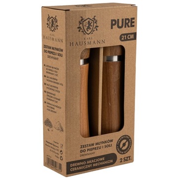 НАБОР РУЧНОЙ МЕЛЬНИЦЫ ДЛЯ ПЕРЦА, ИЗ 2 МЕЛЬНИЦ ДЛЯ ПЕРЦА И СОЛИ, ДЕРЕВЯННАЯ