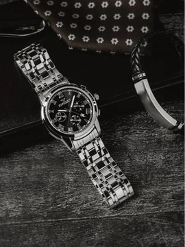 Zegarek męski srebrny z Klasycznym Bransoletą Narzędzie Do Regulacji Paska