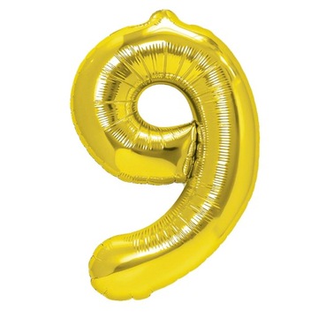BALON FOLIOWY CYFRA 9 ZŁOTA URODZINY DUŻA 70 cm