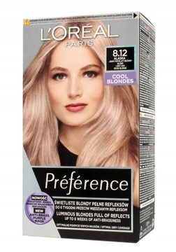 LOREAL PREFERENCE FARBA 8.12 jasny popielaty beżow