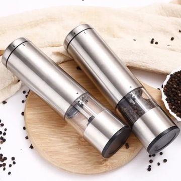 Электрическая мельница для соли и перца, стальная, автоматическая.