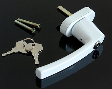 Оконная ручка с замком с ключом, белый ЗАМОК БЕЗОПАСНОСТИ