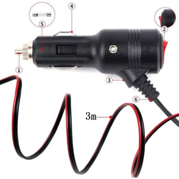 Удлинительный кабель для гнезда прикуривателя, 3 м, с выключателем, розетка 15А, 16AWG