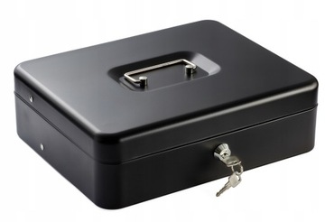 Металлический денежный ящик, банкноты, монеты, монеты, ключи от сейфа