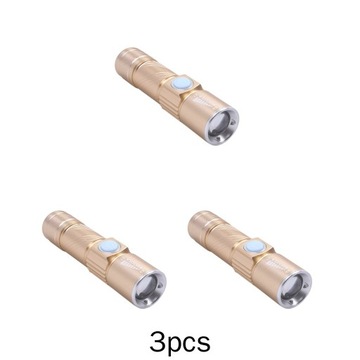 3x Mini Q5 LED ładowalna latarka USB z możliwością