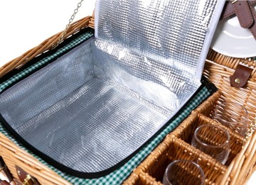 ПЛЕТЕНАЯ КОРЗИНА КОРЗИНА ДЛЯ ПИКНИКА + НАРЕЗКА ДЛЯ 4 ЧЕЛОВЕК + ХОЛОДИЛЬНОЕ ОТДЕЛЕНИЕ