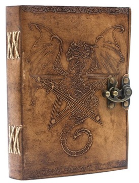 Skórzany Notatnik SMOK PENTAGRAM Dziennik Pamiętnik Księga GOTHIC DRAGONS