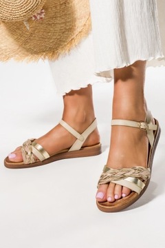 ЛЕГКИЕ ЖЕНСКИЕ САНДАЛИИ НА ПЛОСКОЙ ПОДОШВЕ С BRAIN STRAP НА ЛЕТО размер 39