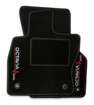 ЧЕРНЫЕ ВЕЛЮРОВЫЕ КОВРИКИ ДЛЯ SKODA OCTAVIA II (2004-2013) + ВЫШИВКА