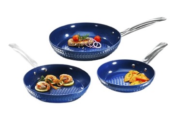 ZESTAW 3 PATELNII NIEPRZYWERAJĄCYCH GRANATOWE PRESTIGE DIAMANT