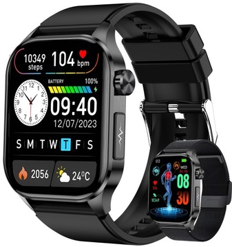 ZEGAREK SMARTWATCH Rozmowy EKG GLUKOZA CIŚNINIOMIERZ PULSOMETR AMOLED