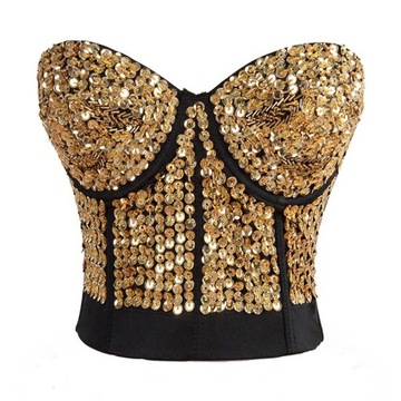 Striking Gold Sequin & Beading Studded Belly Dance