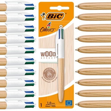 BIC 4COLOURS WOOD STYLE DŁUGOPIS AUTOMATYCZNY 4 KOLORY SZKOLNY DREWNIANY