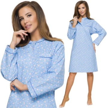 FLANELOWA BAWEŁNIANA DAMSKA KOSZULA NOCNA M