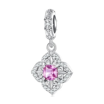 Charms Srebro 925 Ozdobny Ornament z Cyrkoniami Zawieszka Charms