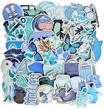WLEPY NIEBIESKIE Zestaw naklejek STICKER bomb 50sz